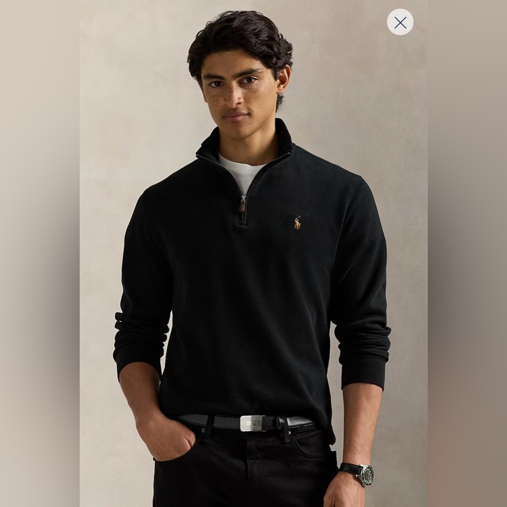 Polo Ralph Lauren 1/4 Zip Sweatshirt - XL leather zip pull